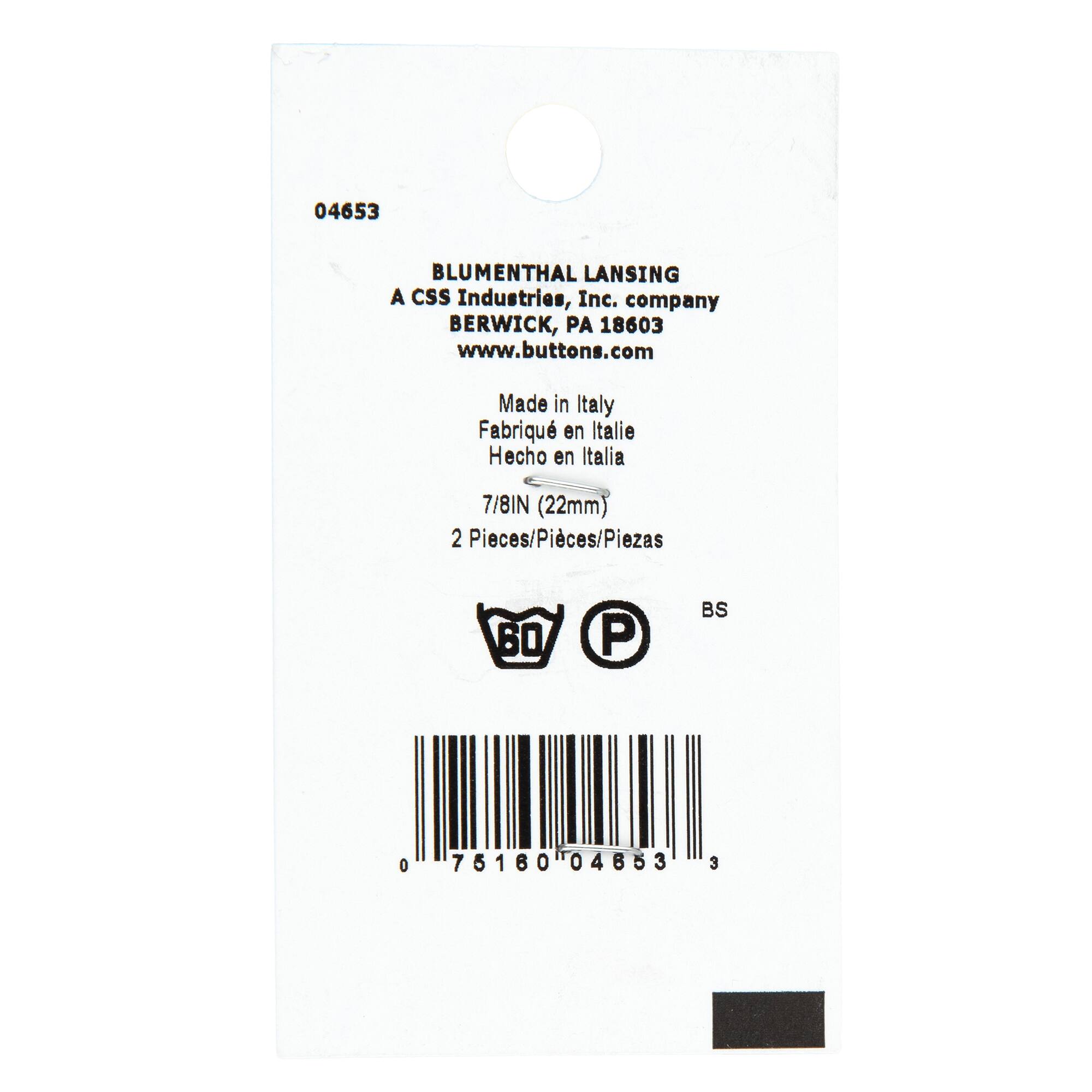 LaMode 7/8" White Shank Buttons, 2ct.